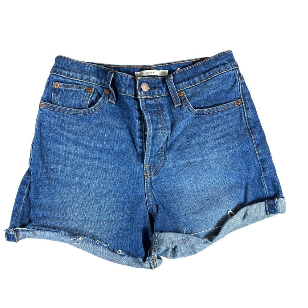Levi’s 501 Blue Wedgie Cuffed Denim Shorts - Picture 2 of 8